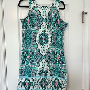 London Times Blue and Green Mini Dress